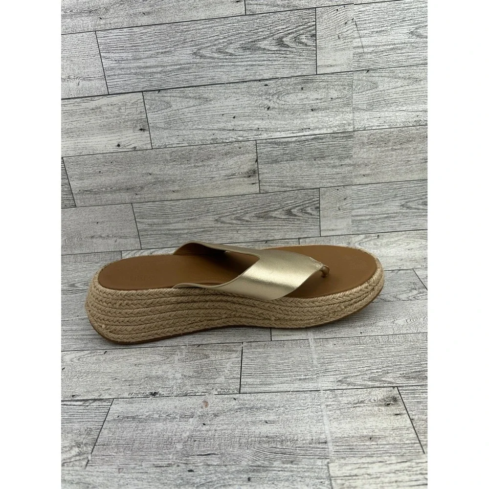 FitFlop Lulu Espadrille Gold Leather Platform Wedge Sandals‎ IV6-675 Women Sz 6